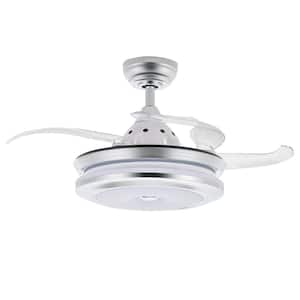36 in. LED Indoor Chrome Ceiling Fan with 4 Retractable Blades