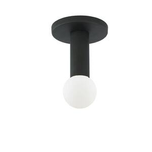 Adams 4.75 in. 1-Light Transitional Matte Black Flush Mount