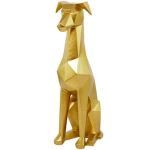 30 in. Gold Polystone Cubist Dog Sculpture
