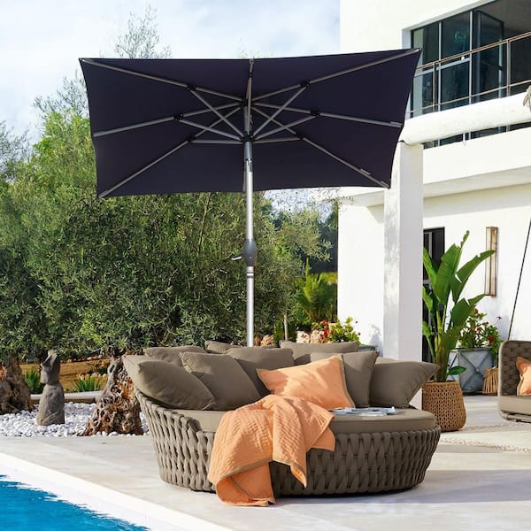 aluminum patio umbrella blie BLUU Outdoor Umbrella, 5-YEAR Fade-Resistant Outdoor Market Table with Push Button Tilt, for Pool, Deck, Garden and Lawn,Royal providing you with reliable protection from the suns harmful rays Crestlive Products 11-ft Aluminum Navy