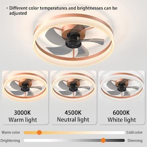 Semi Flush Mount 19.7 in. LED Dimmable Indoor Gold Ceiling Fan with Remote, 5-Blades and 6-Speed