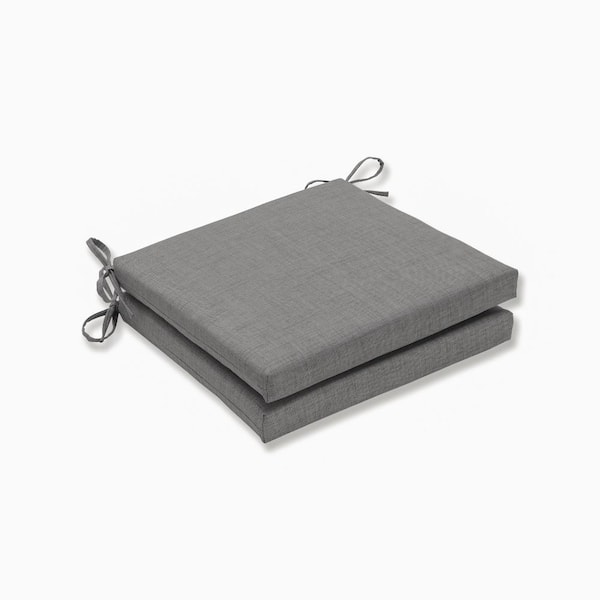 Pillow Perfect Solid 20 in. x 20 in. Outdoor Dining Chair Cushion in Grey (Set of 2)