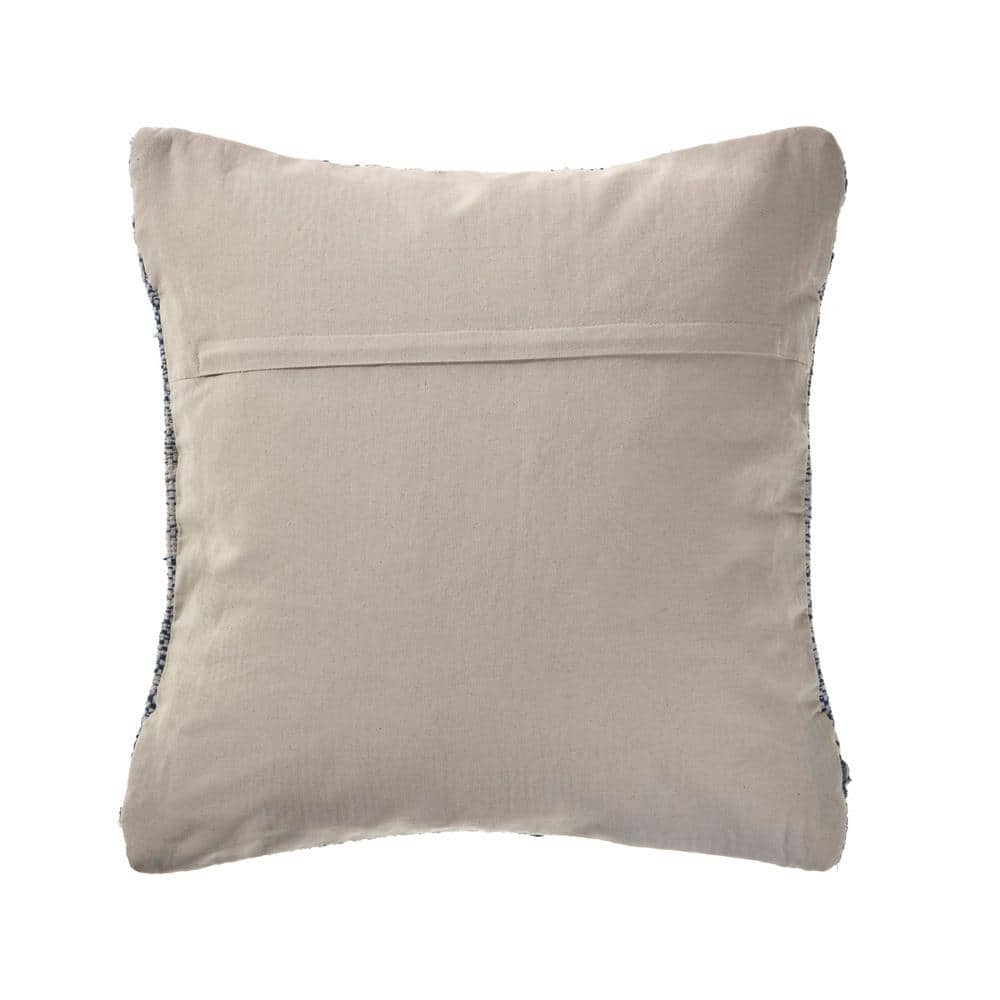 Blue and Ivory Chevron Textured Square Throw Pillow, 20 in