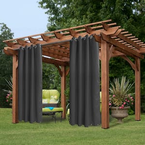 50" W x 108" L Grommets on Top and Bottom, Privacy Panel Drapery for Patio Porch Gazebo Cabana, Dark Gray