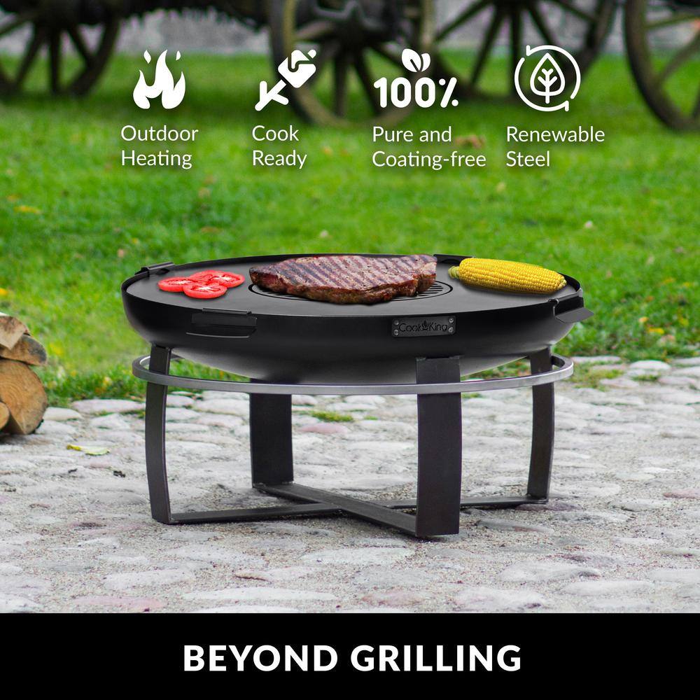 Viking 32" Black Steel Fire Pit with Grill Plate
