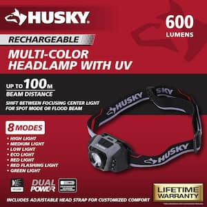 600 Lumens Dual Power Twist to Focus Rechargeable Headlight