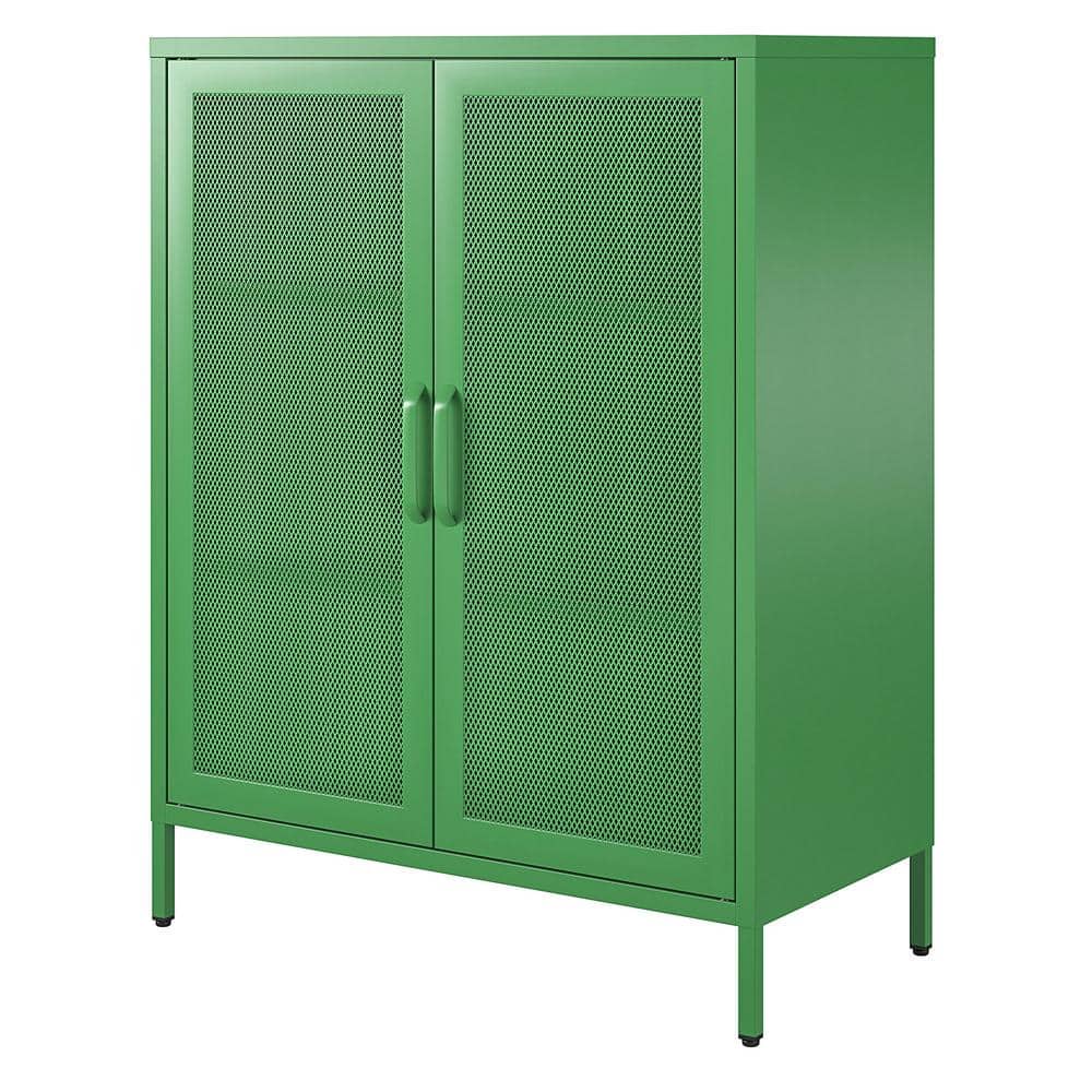 Kelly Green Metal Locker Style Bathroom Cabinet with Adjustable Shelves