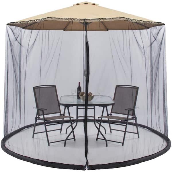 Best Choice Products 9 ft. Patio Umbrella Bug Screen w/Zipper Door, Polyester Netting in Black