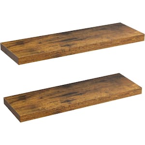 24 in. W x 9 in. D Wood Decorative Wall Shelf, Brown(Set of 2)