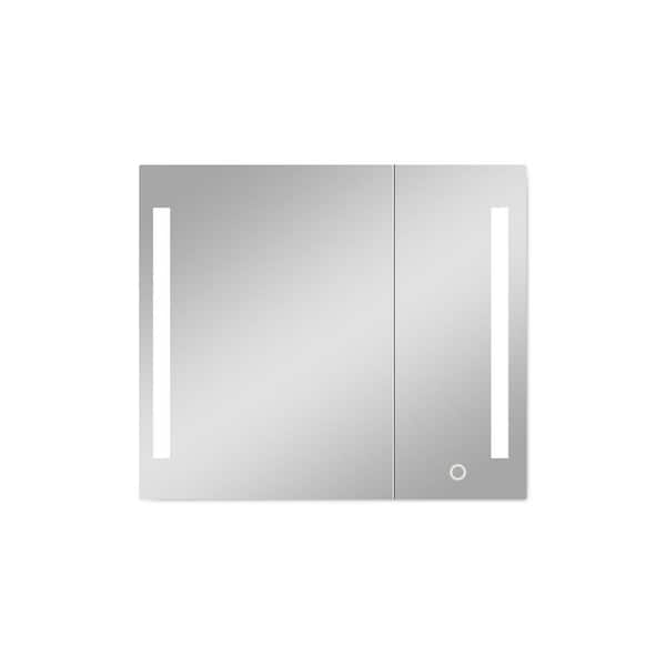 Cesicia 30 in. W x 26 in. H Rectangular Surface Mount Bathroom Medicine Cabinet with Mirror LED Dimmable and Anti-Fog