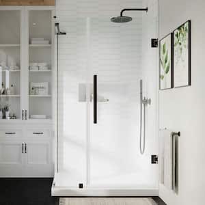 Tampa-Pro 40in. L x 32in. W x 75in. H Rectangular Corner Shower Kit w/Pivot Frameless Shower Door in ORB and Shower Pan