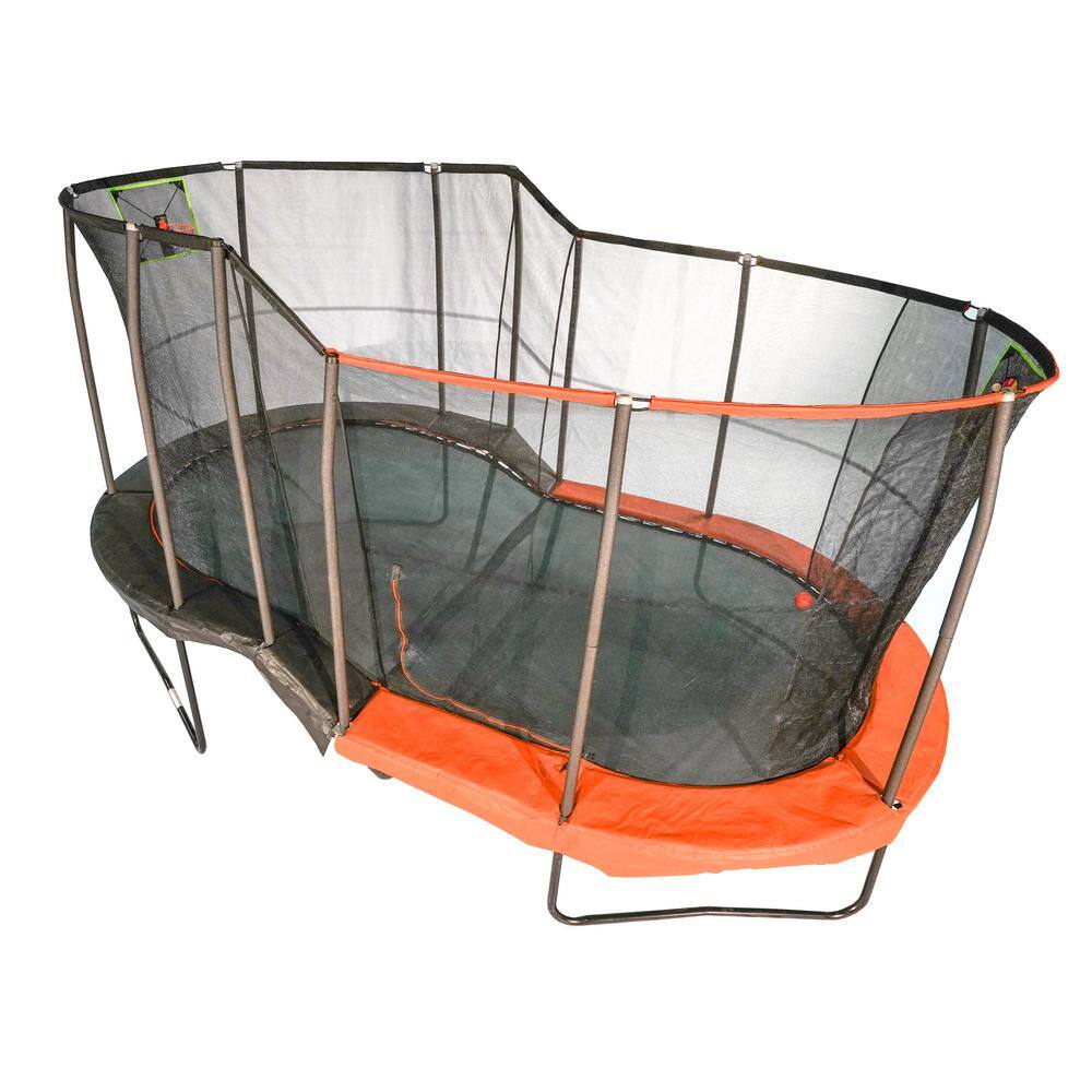 10' x 17' Black Steel Oval Trampoline with Enclosure