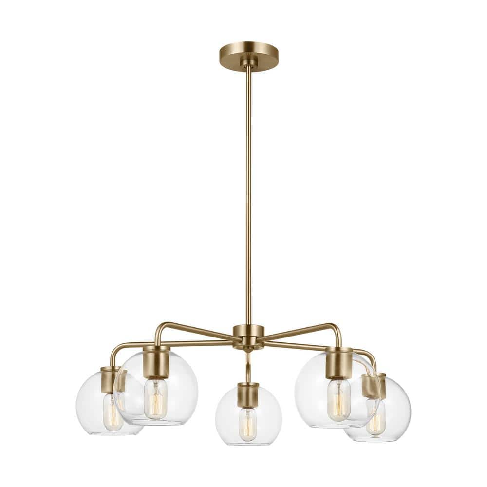Orley Vintage Industrial Brass 5-Light Outdoor Chandelier