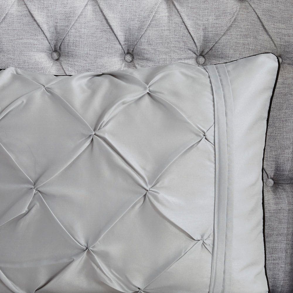 Laurel 7-Piece Grey Tufted Queen Comforter Set