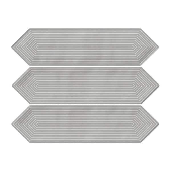 Giorbello Glossy Ceramic Decor Picket Hexagon Subway 3 in. x 12 in. x 10 mm Wall Tile Case - Smokey (20-Tile Pieces/5 sq. ft.)