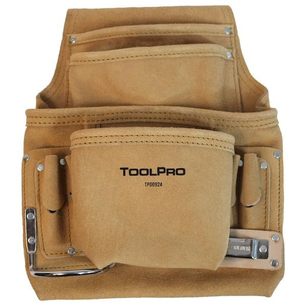 10-Pocket Suede Leather Nail and Tool Pouch