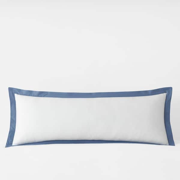 The Company Store Company Cotton Solid Border Slate Blue 40 in. X 14 in. Throw Pillow Cover