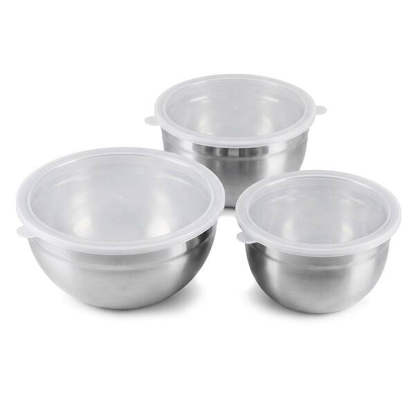 3-Piece Mixing Bowls with Lids Stainless Steel Kitchen Storage Bakeware Set
