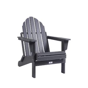 Gray Outdoor Patio HDPE Hard Plastic Adirondack Chair, Weather Resistant Accent Furniture