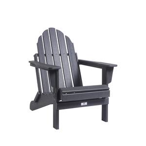 Classic Outdoor Weather Resistant Accent Plastic Adirondack Chair for Garden Porch Patio Deck Backyard in Grey