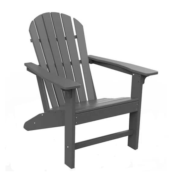 OTSUN Traditional Curveback Plastic Outdoor Patio Adirondack Chair in Gray Set of 1
