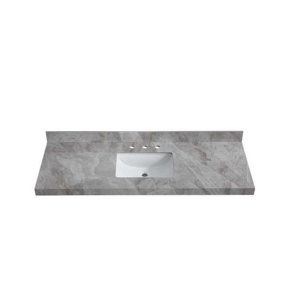 61 in. W x 22 in. D Porcelain Single Sink Vanity Tops in Italian Grey
