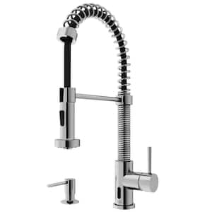 Edison Single Handle Pull-Down Sprayer Kitchen Faucet Set with Soap Dispenser and Touchless Sensor in Stainless Steel