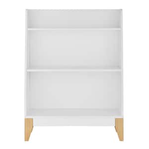 Steiner White 3-Tier Kids Book or Toy Figure Display Unit Freestanding Bookshelf with Contrasting Wood-Toned Legs