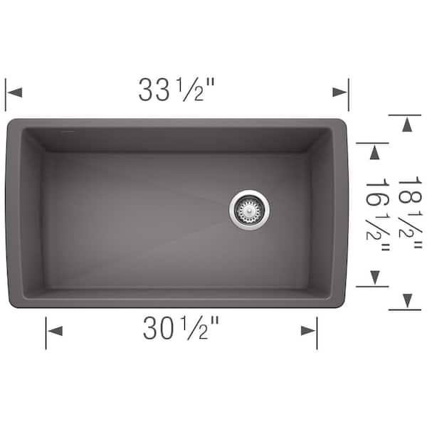 DIAMOND Silgranit Undermount Granite Composite 33.5 in. Single Bowl Kitchen Sink in Cinder