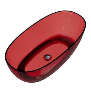 59 in. x 29.5 in. Soaking Bathtub with Center Drain in Translucent Burgundy Resin Finish