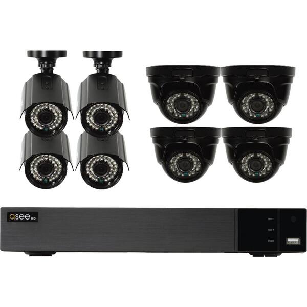 Q-SEE 16-Channel 1080p Indoor/Outdoor Surveillance 2TB DVR System with (4) 1080p Bullet Cameras and (4) 1080p Dome Cameras