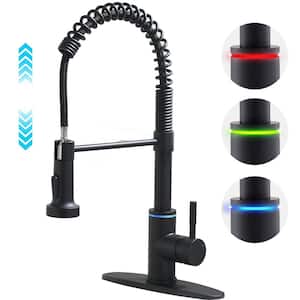 Single-Handle Pull-Down Sprayer 2 Spray High Arc Kitchen Faucet with Deck Plate in Matte Black