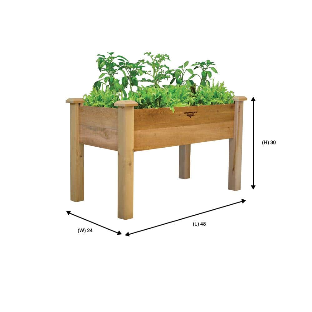 Western Red Cedar Rectangular Elevated Garden Bed 48 x 24 x 32 Inches