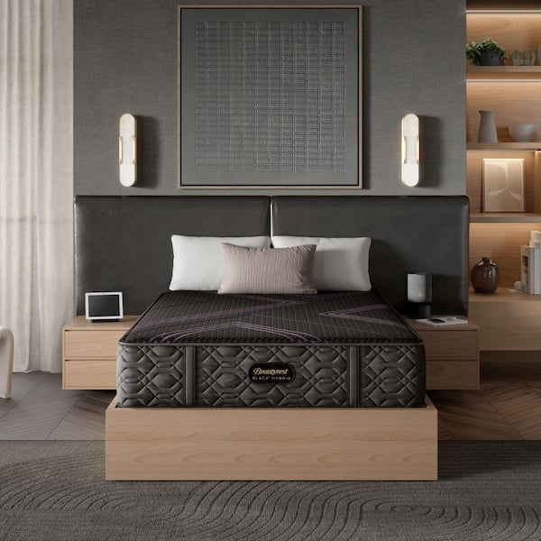 Black Hybrid Series 2 King Plush 13.5 in. Low Profile Mattress Set