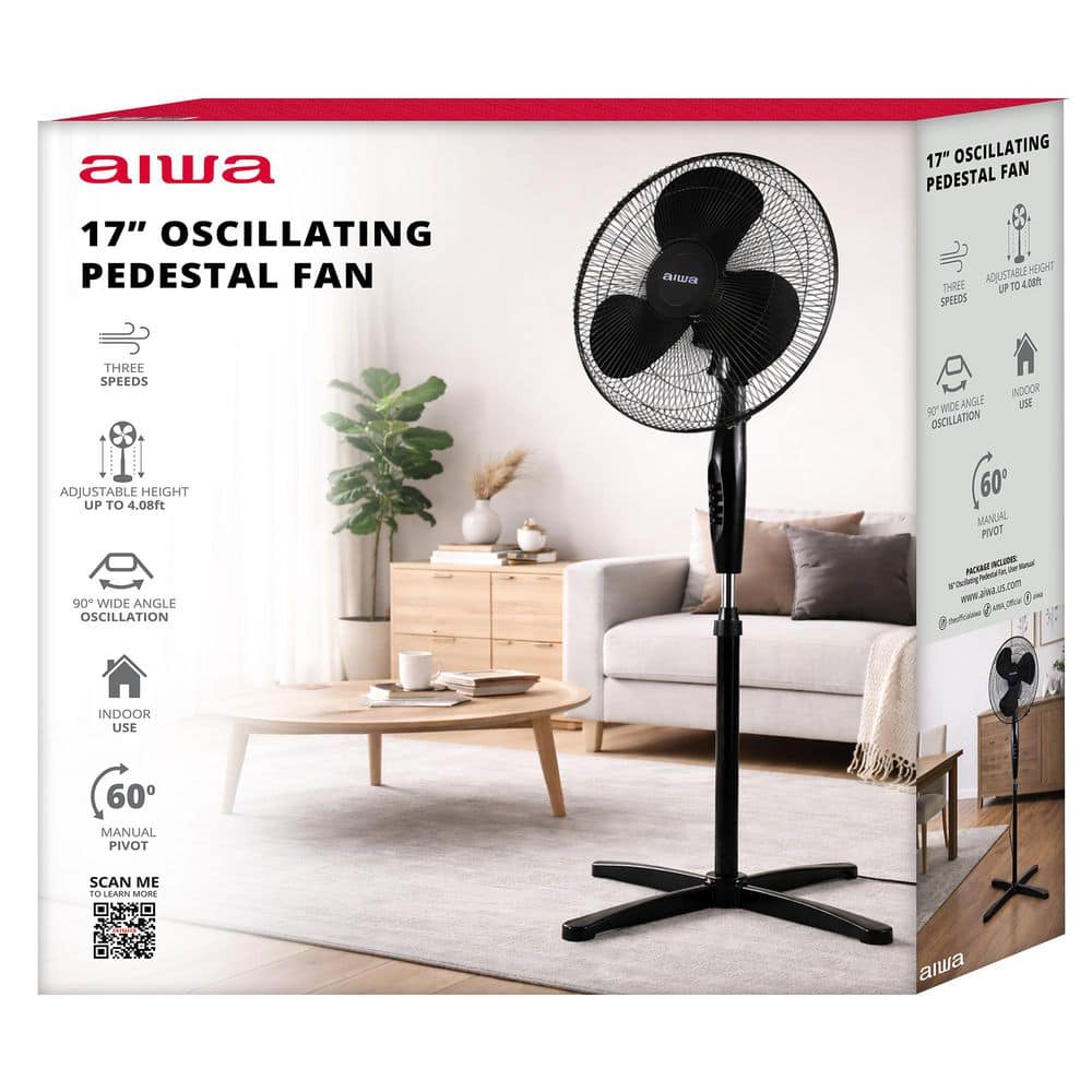 "17"" Oscillating Pedestal Fan with Adjustable Height and 3-Speed Control" price history on PriceWatchPro