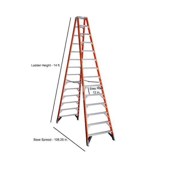 How tall is a 14 step ladder?