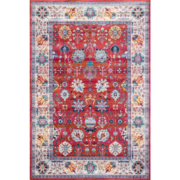 nuLOOM Classic Tinted Floral Red 8 ft. x 11 ft. Area Rug