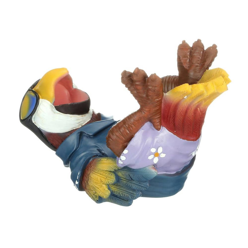 Colorful Tropical Tiki Parrot Resin Bottle Holder Statue