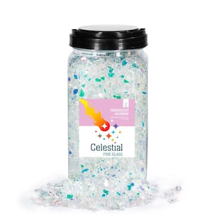 1/4 in. 10 lbs. Iridescent Rainbow Tempered Fire Glass in Jar