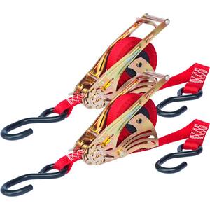 1500 lbs. Retractable Ratchet Tie Down Strap (2-Pack)