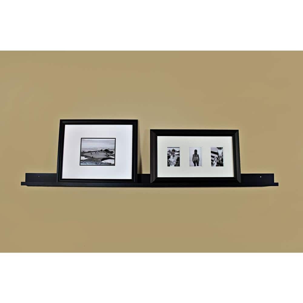 Sleek Black 60" MDF Floating Picture Ledge Shelf