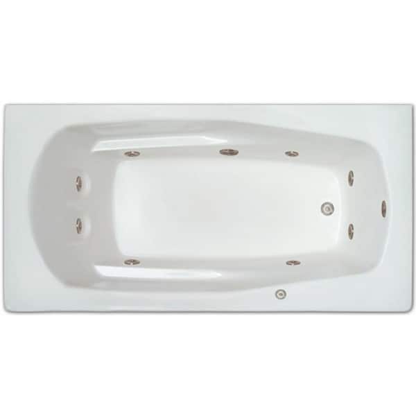 Pinnacle 5.5 ft. Left Drain Drop-in Rectangular Whirlpool Bathtub in White