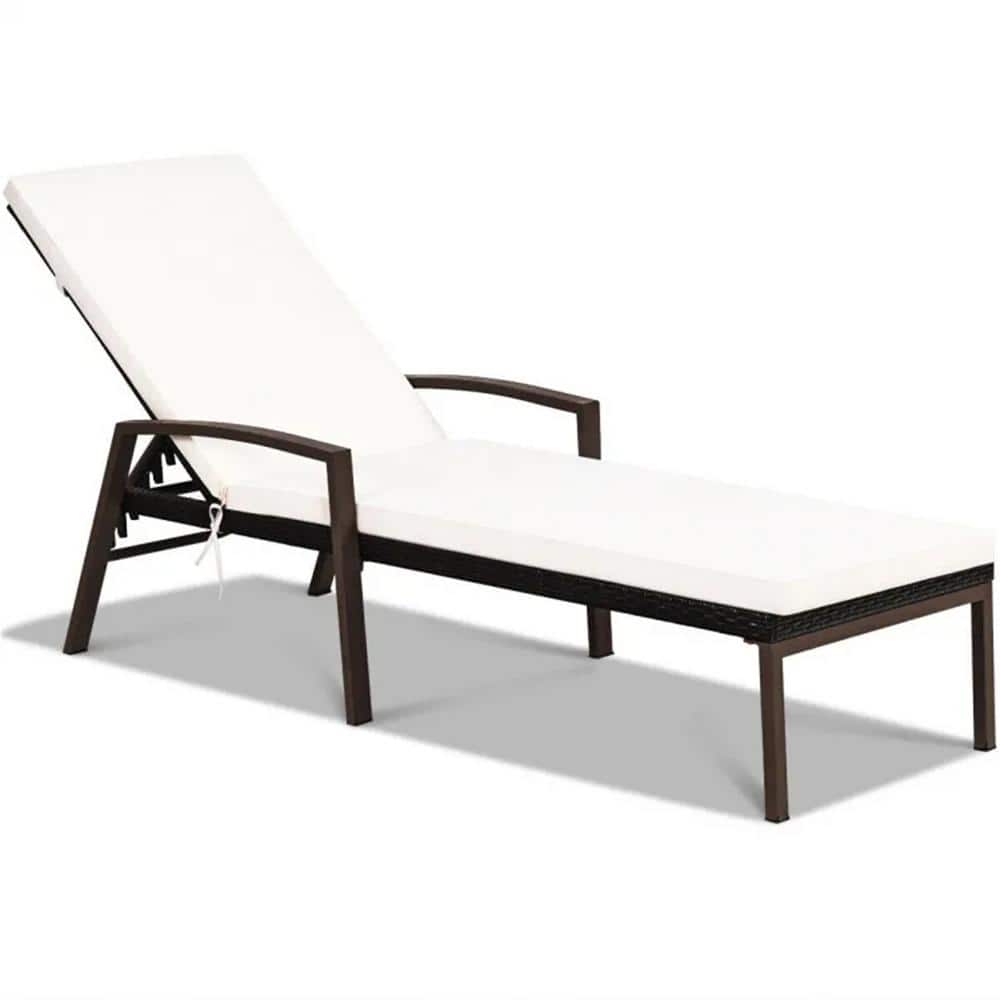 White Single Piece Metal Outdoor Recliner