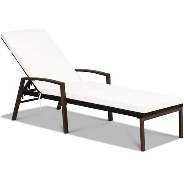 White Single Piece Metal Outdoor Recliner