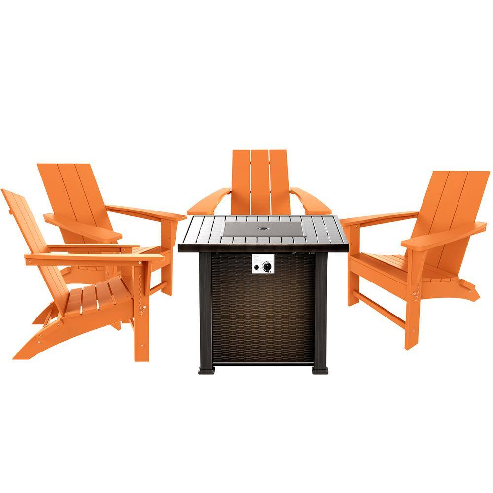 WESTIN OUTDOOR Shoreside Orange 5Piece HDPE Plastic Folding Adirondack