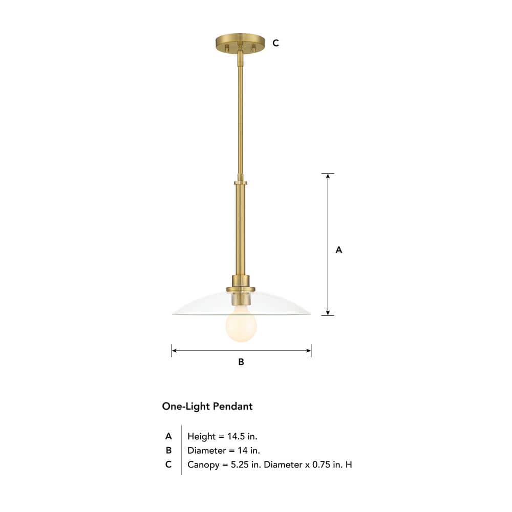 Litto 14" Brushed Gold Modern Pendant with Clear Glass