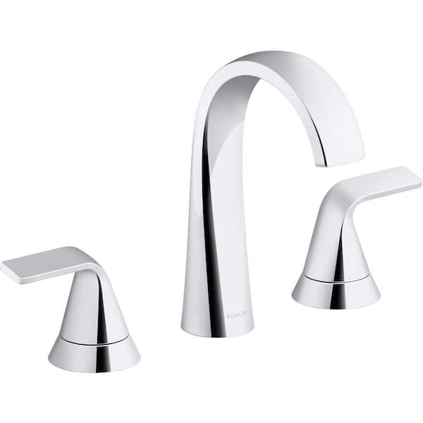 KOHLER Cursiva 8 in. Widespread 2-Handle Bathroom Faucet in Polished Chrome