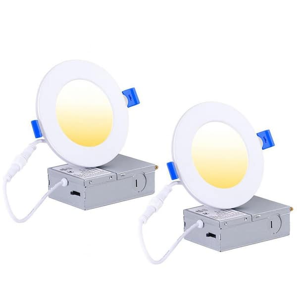 4 in. Canless Ultra Thin Wafer Integrated LED Recessed Light Trim with Night Light, Dimmable 5CCT, (2-Pack)