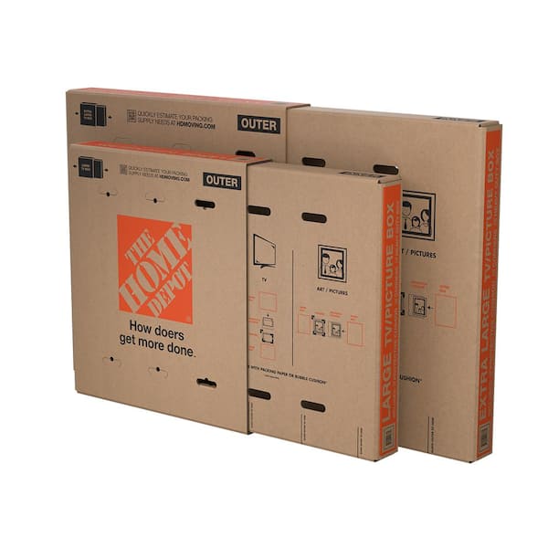 65 in. L x 4 in. W x 40 in. D Heavy-Duty Large and Heavy-Duty Extra-Large Adjustable TV and Moving Box Combo Pack