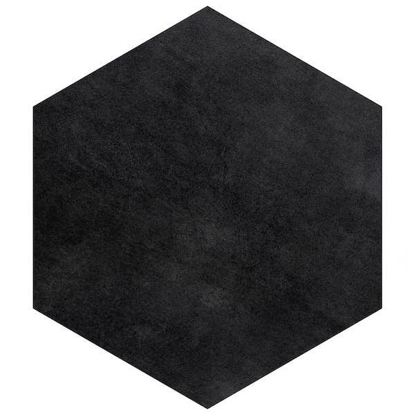 Merola Tile Industrial Hex Black 8-1/2 in. x 9-7/8 in. Porcelain